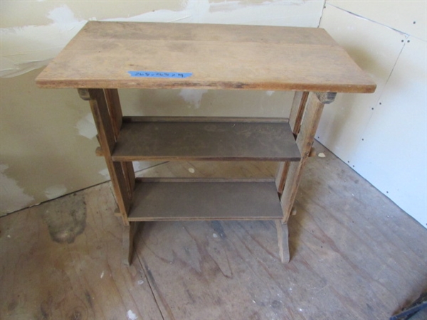 VINTAGE WOODEN TABLE WITH SHELVES