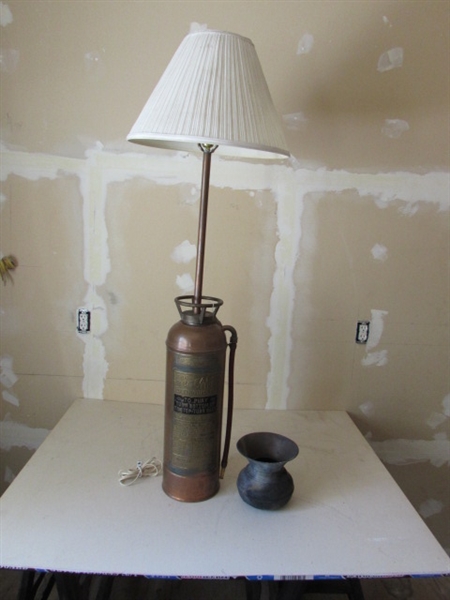 BUFFALO FIRE EXTINGUISHER' FLOOR LAMP & SPITTOON