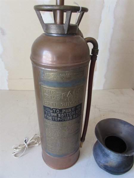 BUFFALO FIRE EXTINGUISHER' FLOOR LAMP & SPITTOON