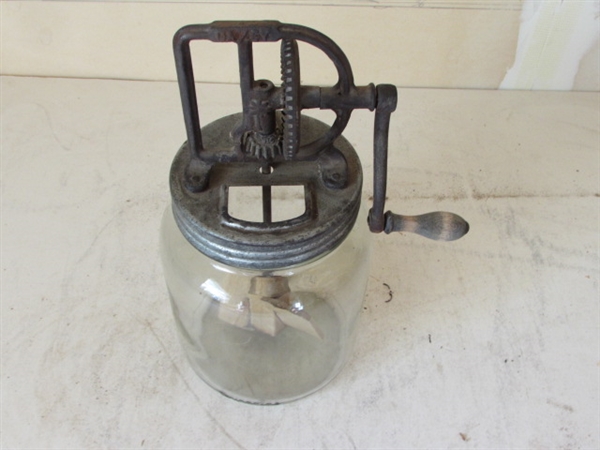 DAZEY & DANDY BUTTER CHURNS WITH GLASS JARS