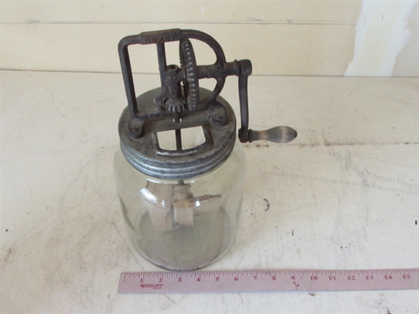 DAZEY & DANDY BUTTER CHURNS WITH GLASS JARS