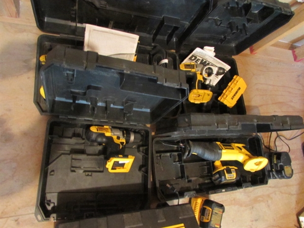 HUGE LOT OF CORDLESS DEWALT POWER TOOLS