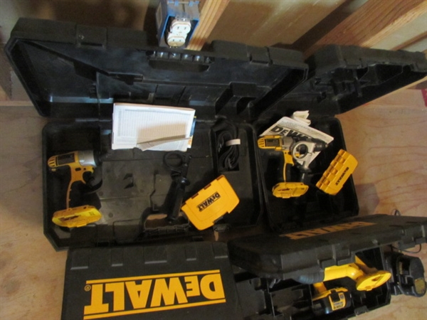 HUGE LOT OF CORDLESS DEWALT POWER TOOLS