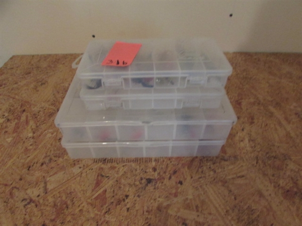 4 ORGANIZER BOXES WITH FISHING FLIES