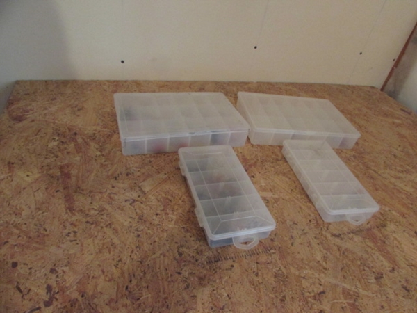 4 ORGANIZER BOXES WITH FISHING FLIES