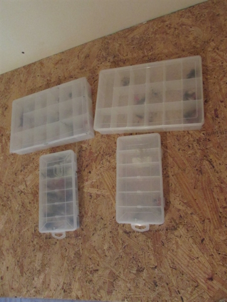 4 ORGANIZER BOXES WITH FISHING FLIES