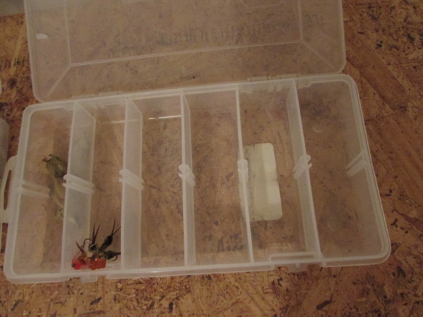 4 ORGANIZER BOXES WITH FISHING FLIES