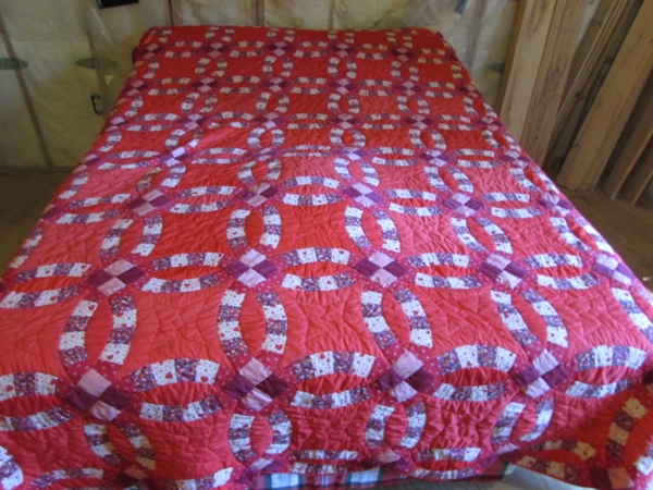 VINTAGE HANDSTITCHED QUILT - RED