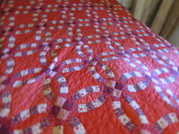 VINTAGE HANDSTITCHED QUILT - RED