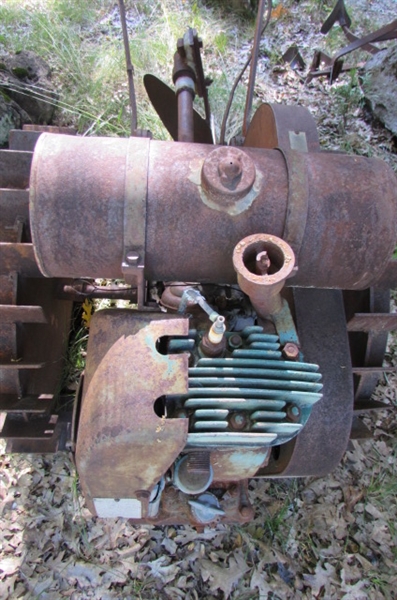 ANTIQUE GAS POWERED WALK BEHIND PLOW? YARD ART