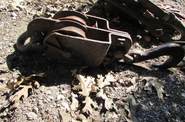 OLD METAL PULLEYS FOR YARD ART