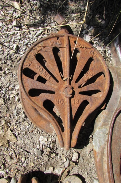 OLD METAL PULLEYS FOR YARD ART