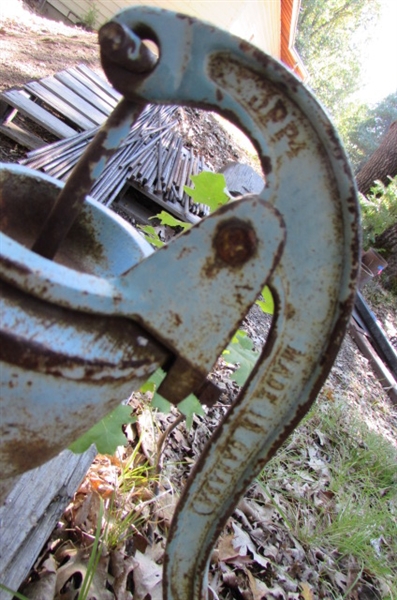 OLD BLUE WATER PUMP YARD ART