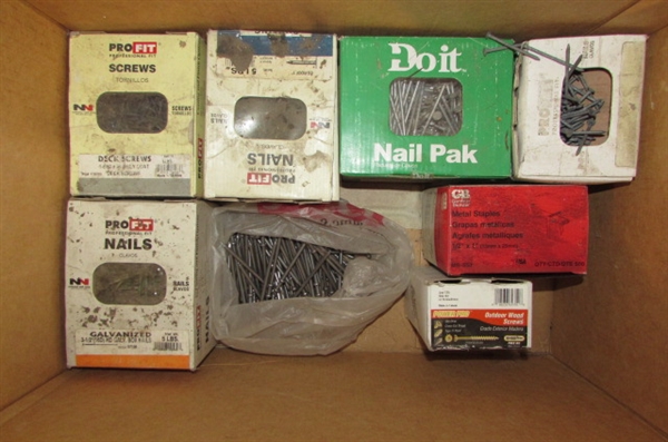 LARGE LOT OF VARIOUS NAILS & SCREWS