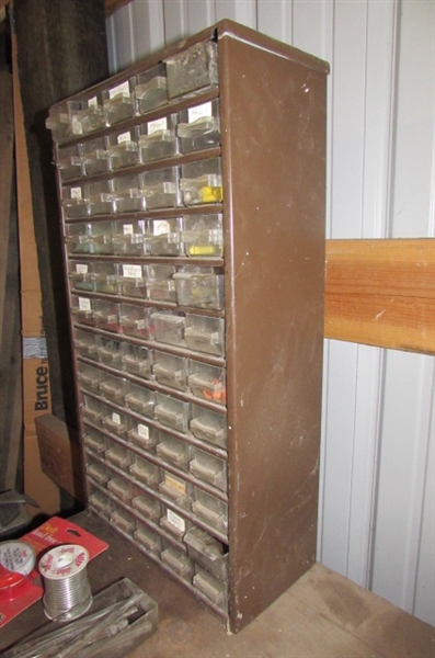 60-DRAWER HARDWARE BIN, SOLDERING SUPPLIES