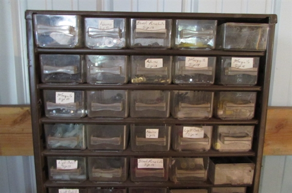 60-DRAWER HARDWARE BIN, SOLDERING SUPPLIES