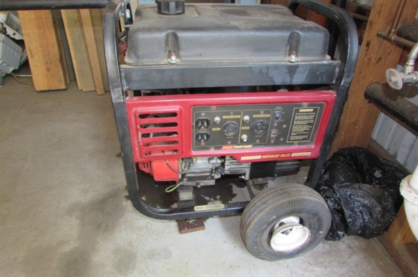 COLEMAN POWERMATE GENERATOR & VINTAGE CUSHMAN BATTERY CHARGER