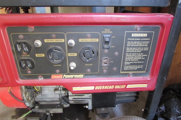 COLEMAN POWERMATE GENERATOR & VINTAGE CUSHMAN BATTERY CHARGER