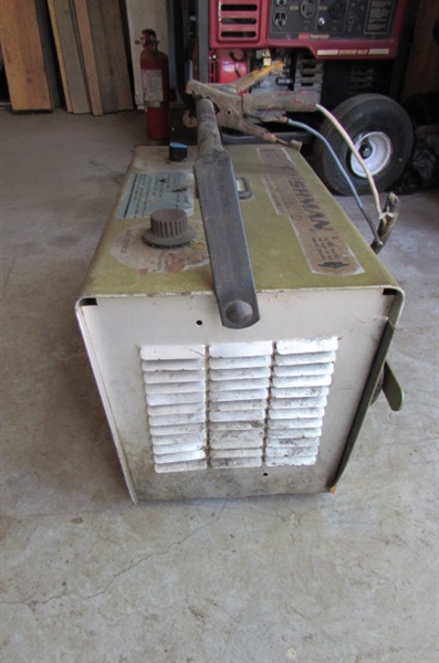 COLEMAN POWERMATE GENERATOR & VINTAGE CUSHMAN BATTERY CHARGER