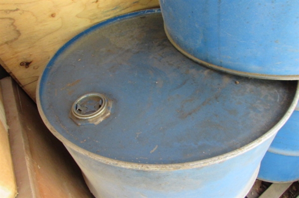 3-55 GALLON METAL DRUMS