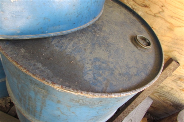 3-55 GALLON METAL DRUMS