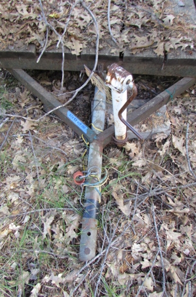 FLATBED TRAILER WITH WOODEN RAILS FOR PARTS OR REPAIR