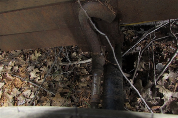 FLATBED TRAILER WITH WOODEN RAILS FOR PARTS OR REPAIR