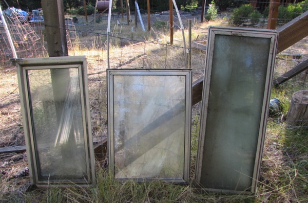 ASSORTED SIZES OF ALUMINUM FRAMED WINDOWS