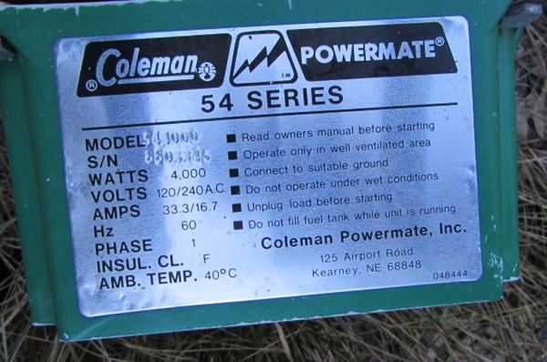 KUBOTA & COLEMAN POWERMATE GENERATORS