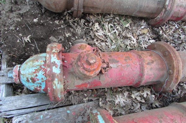 VINTAGE FIRE HYDRANT WITH ATTACHED PIPE