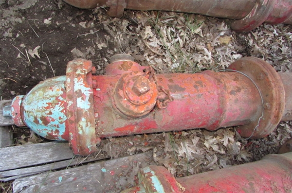 VINTAGE FIRE HYDRANT WITH ATTACHED PIPE