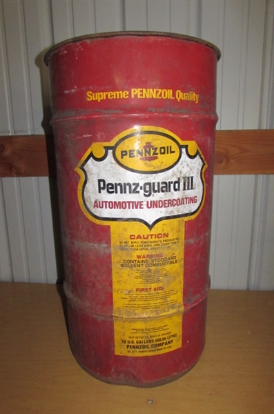 PENNZOIL METAL BARREL & KLEIN TOOL BAG