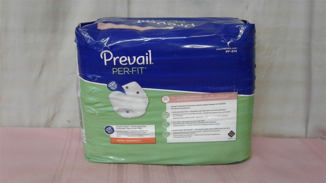 PREVAIL PER-FIT XL ADULT UNDERWEAR 14 PACK EXTRA ABSORBENCY UNISEX