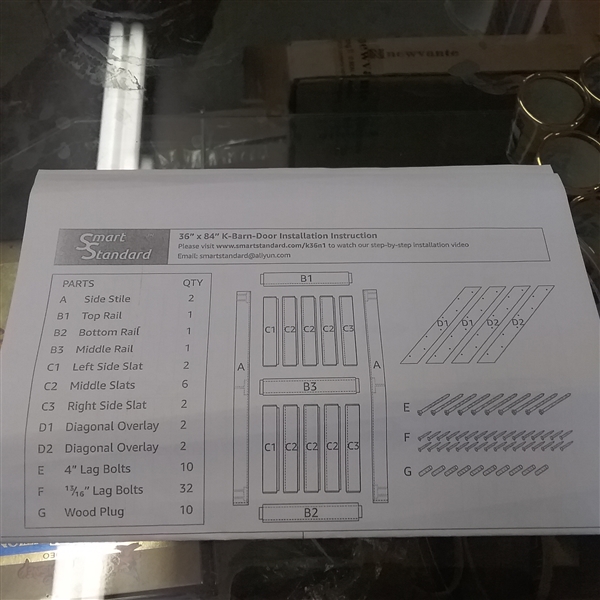 36 X 84 K-BARN DOOR KIT
