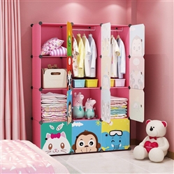 MAGINELS KIDS TOY STORAGE WARDROBE CLOSET PINK CARTOON 12 CUBE