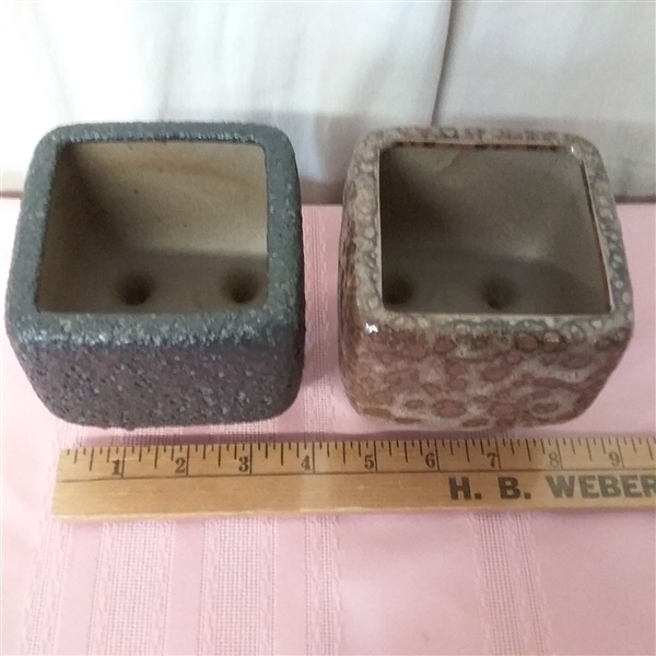 TWO SMALL CLAY FLOWER POTS
