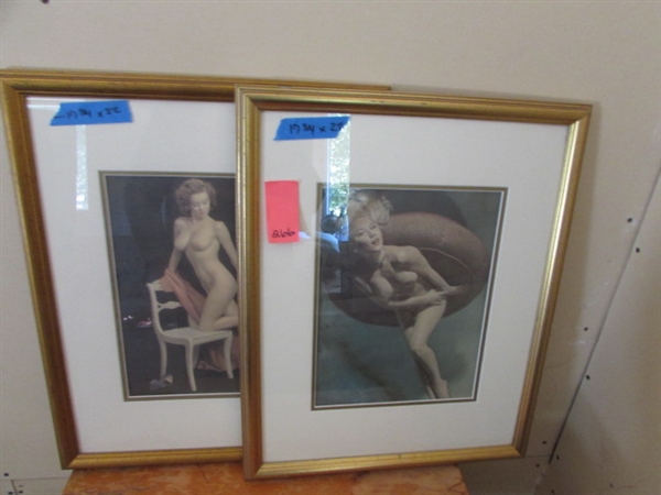 PAIR OF TASTEFUL VINTAGE NUDE PRINTS - MATTED & FRAMED