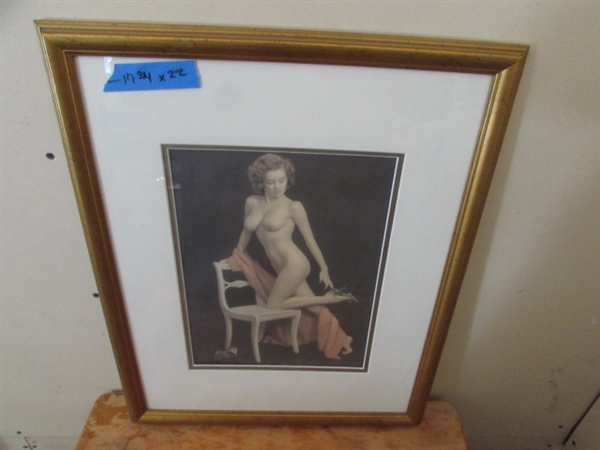 PAIR OF TASTEFUL VINTAGE NUDE PRINTS - MATTED & FRAMED