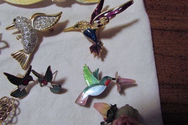 HEART SHAPED TRINKET BOXES & HUMMINGBIRD JEWELRY