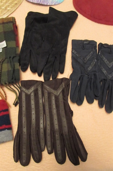 ASSORTED LADIES HATS, GLOVES & SCARF
