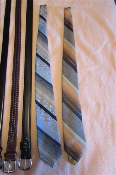 MENS CASUAL TO DRESSY BELTS & 2 TIES