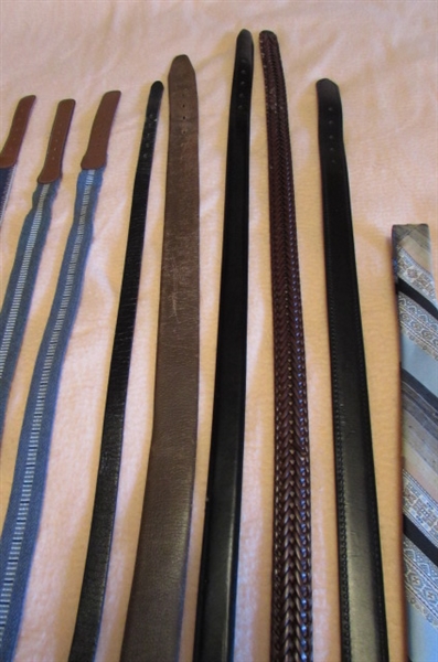 MENS CASUAL TO DRESSY BELTS & 2 TIES