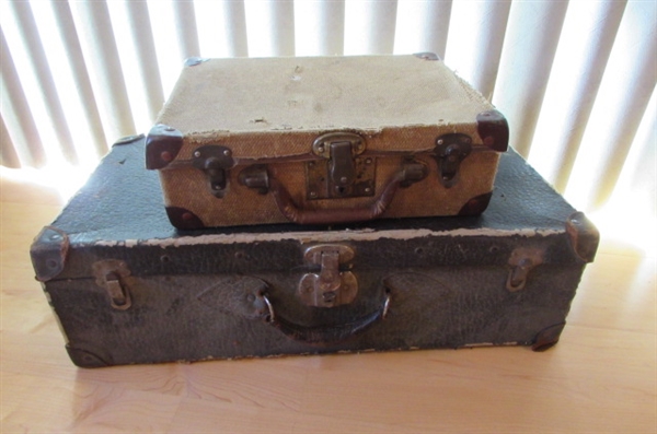 2 VINTAGE/ANTIQUE CARDBOARD SUITCASES