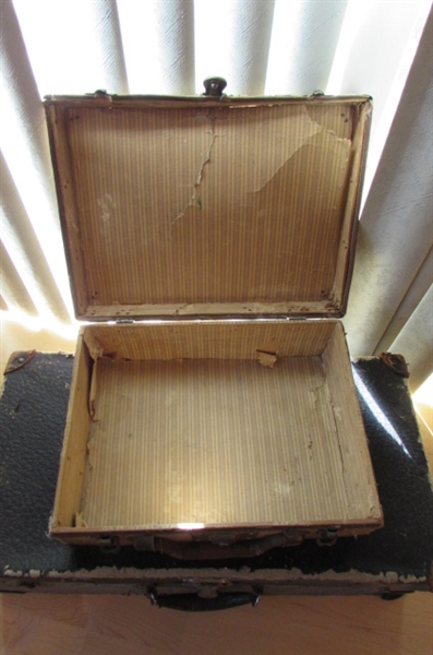 2 VINTAGE/ANTIQUE CARDBOARD SUITCASES