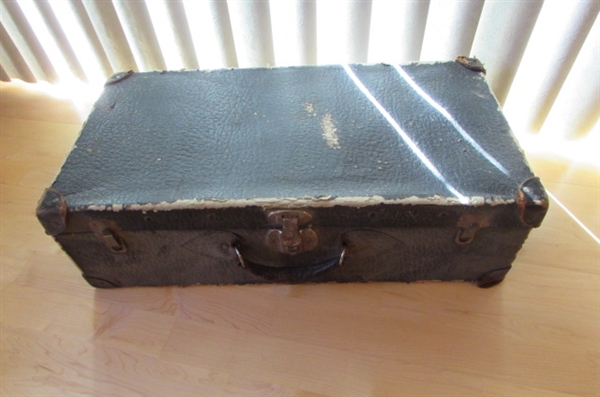 2 VINTAGE/ANTIQUE CARDBOARD SUITCASES