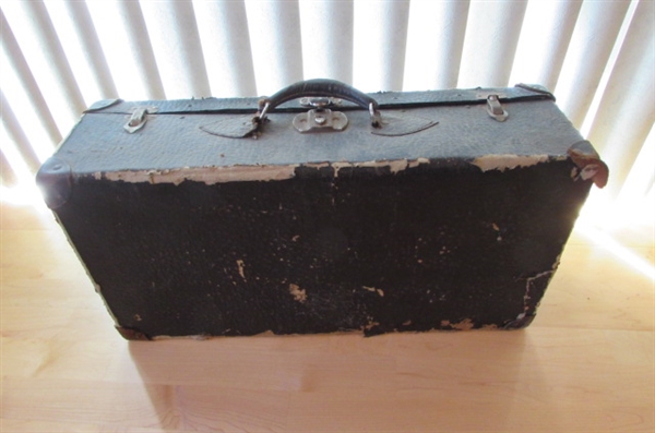 2 VINTAGE/ANTIQUE CARDBOARD SUITCASES