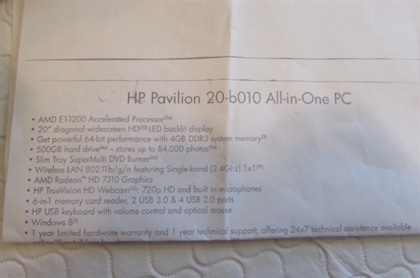 NEW HP PAVILION All-in-One Computer