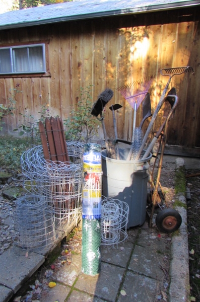 FLOWER GARDEN FENCING, YARD TOOLS, HAND TRUCK & MORE