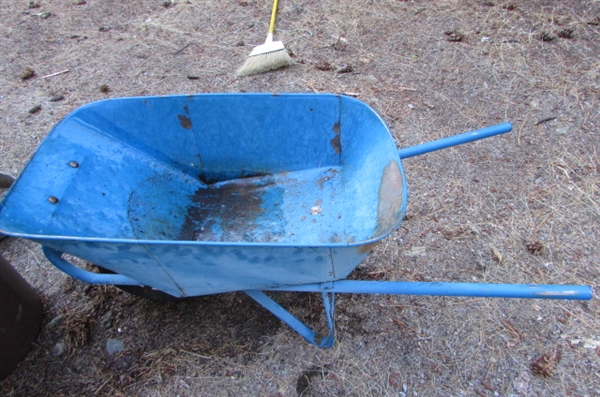 WHEELBARROW & TRASH CANS