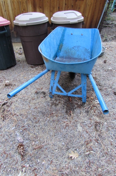 WHEELBARROW & TRASH CANS